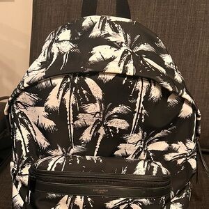 Saint Laurent Black and White Palm Backpack